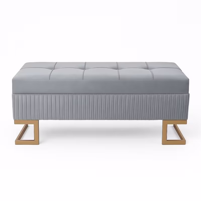 Banqueta Cinza Pés Metal Grande Ref. 4499