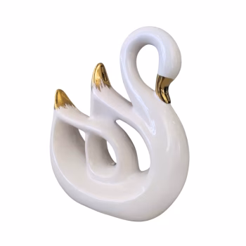 Cisne Decorativo Branco e Dourado Ref. 5382