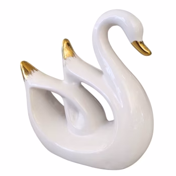 Cisne Decorativo Branco e Dourado Ref. 5383