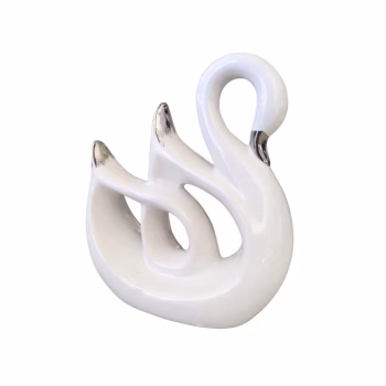 Cisne Decorativo Branco e Prateado Ref. 5384