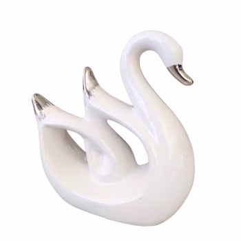 Cisne Decorativo Branco e Prateado Ref. 5385