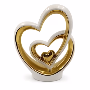 Coração Decorativo Branco e Dourado Ref. 5363