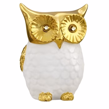 Mocho Decorativo Grande Branco e Dourado Ref. 5376