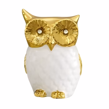 Mocho Decorativo Médio Branco e Dourado Ref. 5375