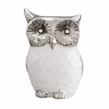Mocho Decorativo Médio Branco e Prata Ref. 5378